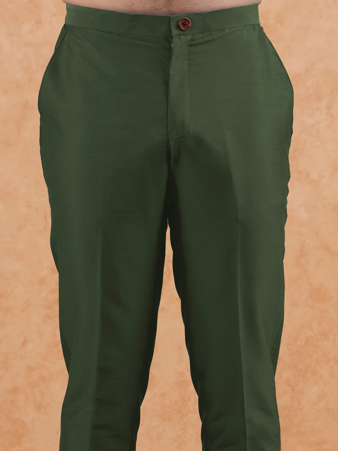 Olive Poly Silk Solid Trousers - Image 6