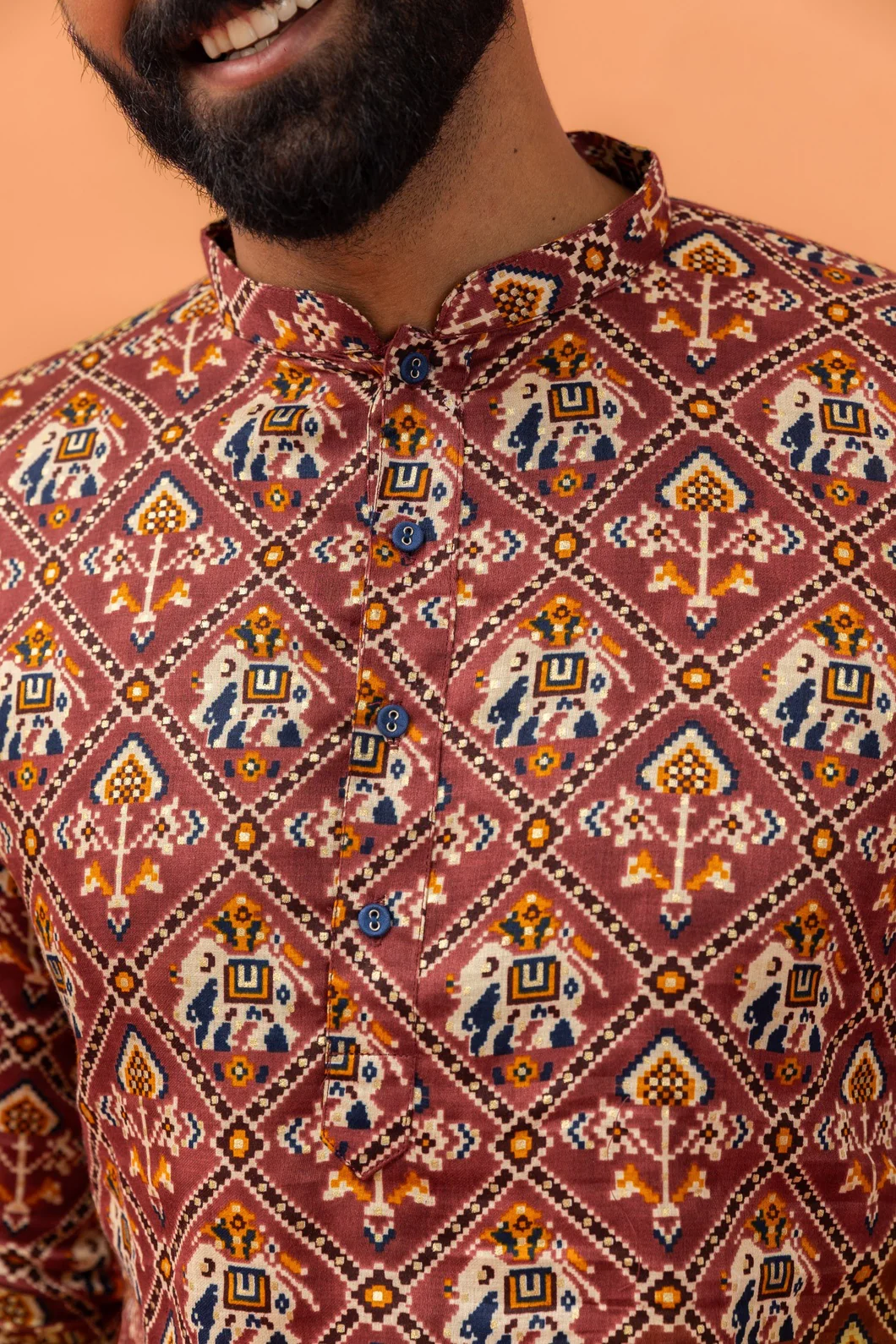 Onion Pink Cotton Blend Printed Kurta Churidar Set - Image 4