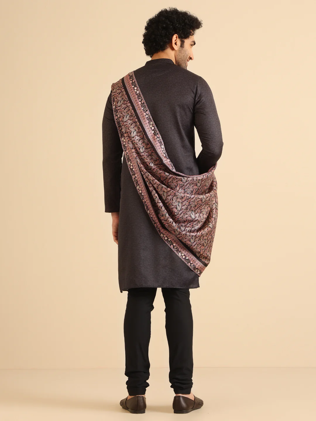 Onyx Black Cotton Blend Printed Kurta Churidar Set With Dupatta - Image 4