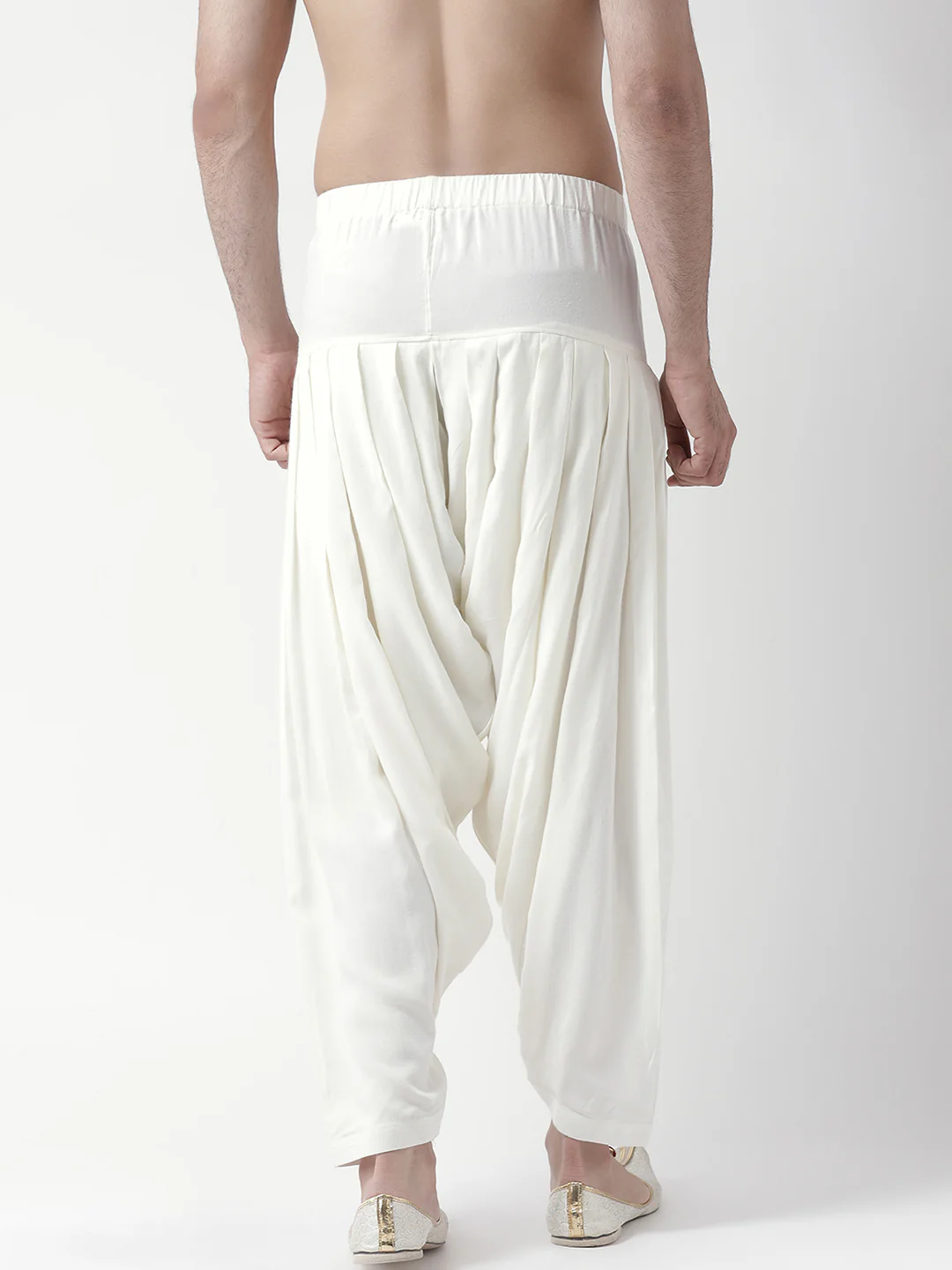 White Solid Elasticated Patiala - Image 3