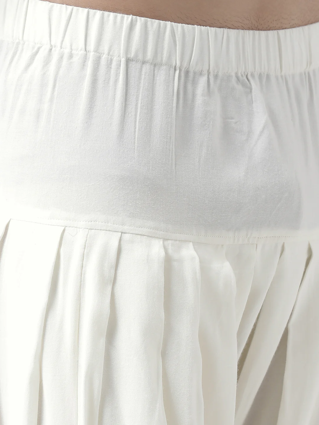 White Solid Elasticated Patiala - Image 4
