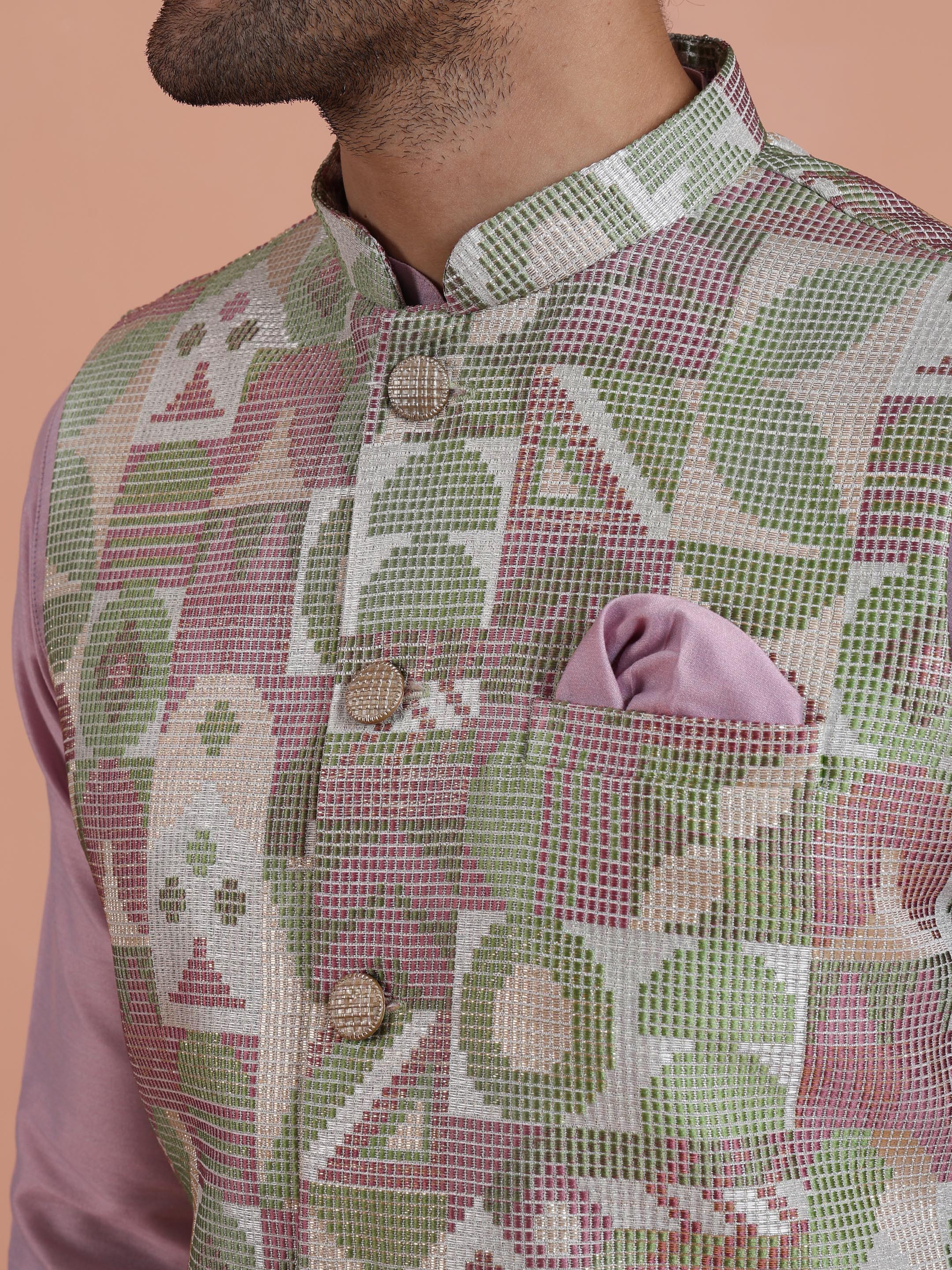 Pastel Multicolor Printed Nehru Jacket â€“ Vibrant Traditional - Image 5