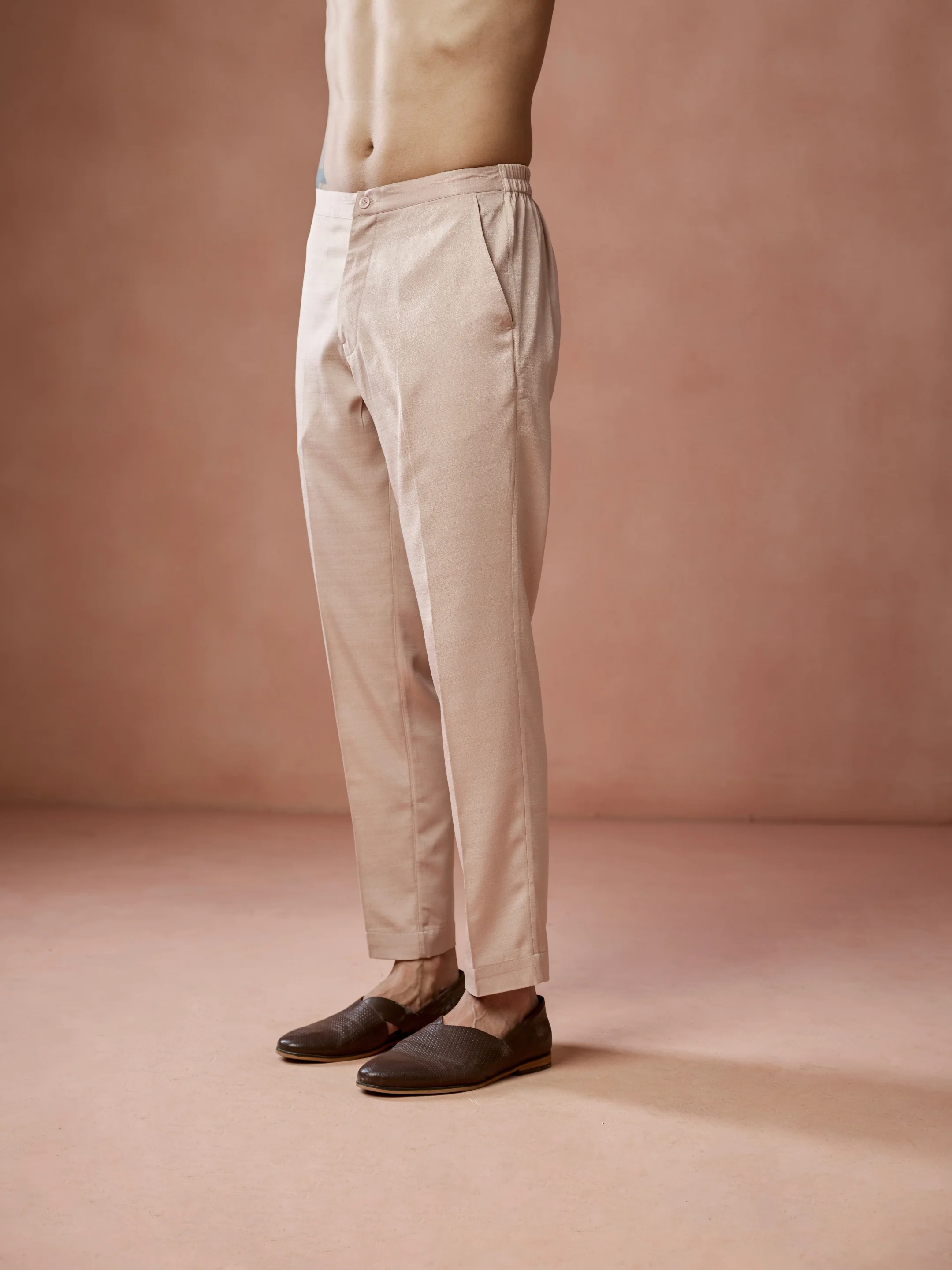 Peach Blended Solid Trouser - Image 5