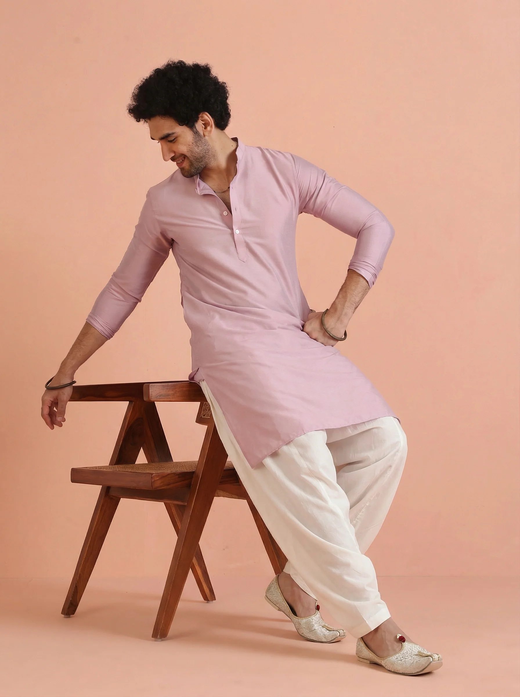 Pink Cotton Blend Solid Kurta Patiyala Set - Image 2