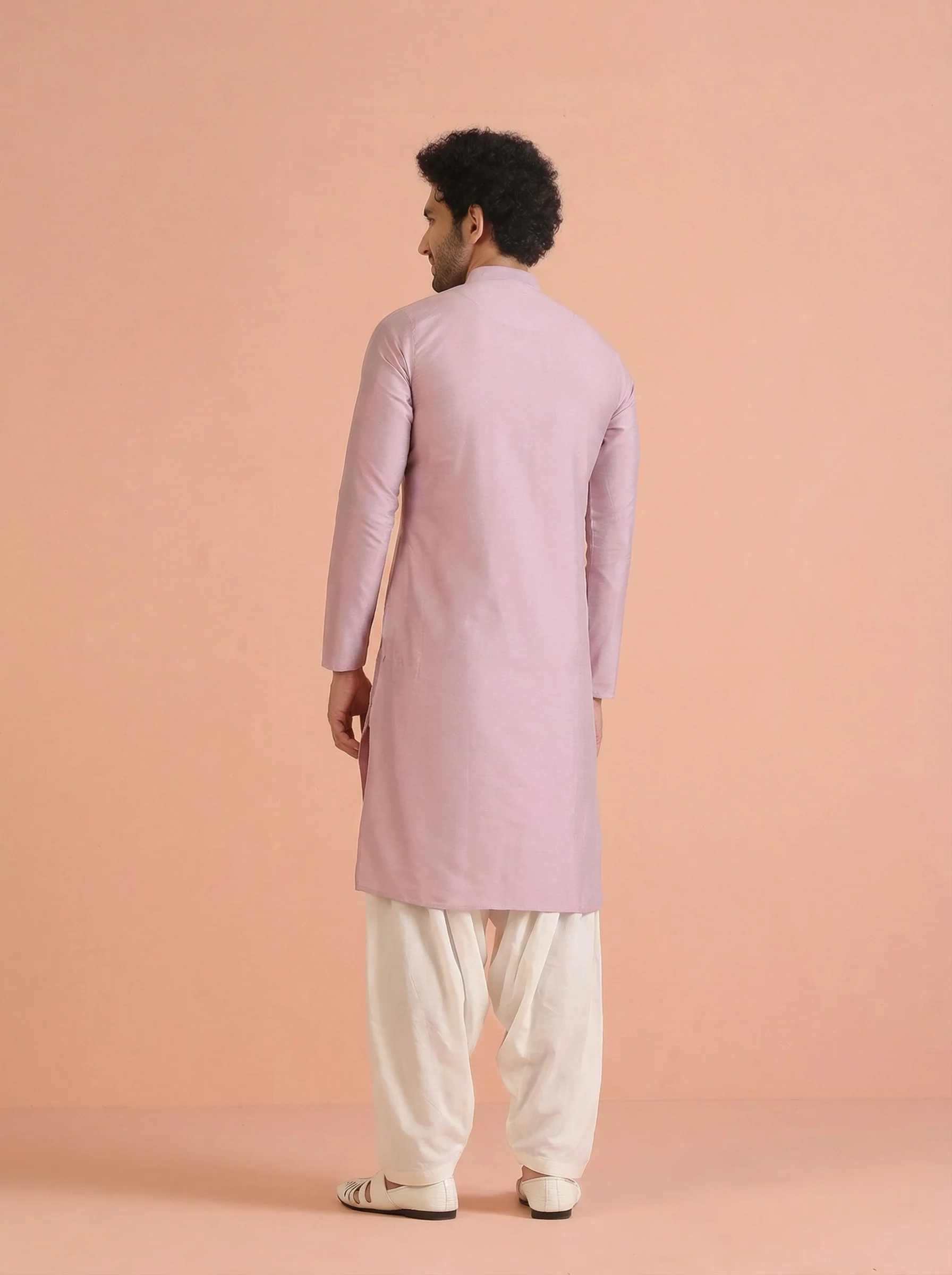 Pink Cotton Blend Solid Kurta Patiyala Set - Image 4