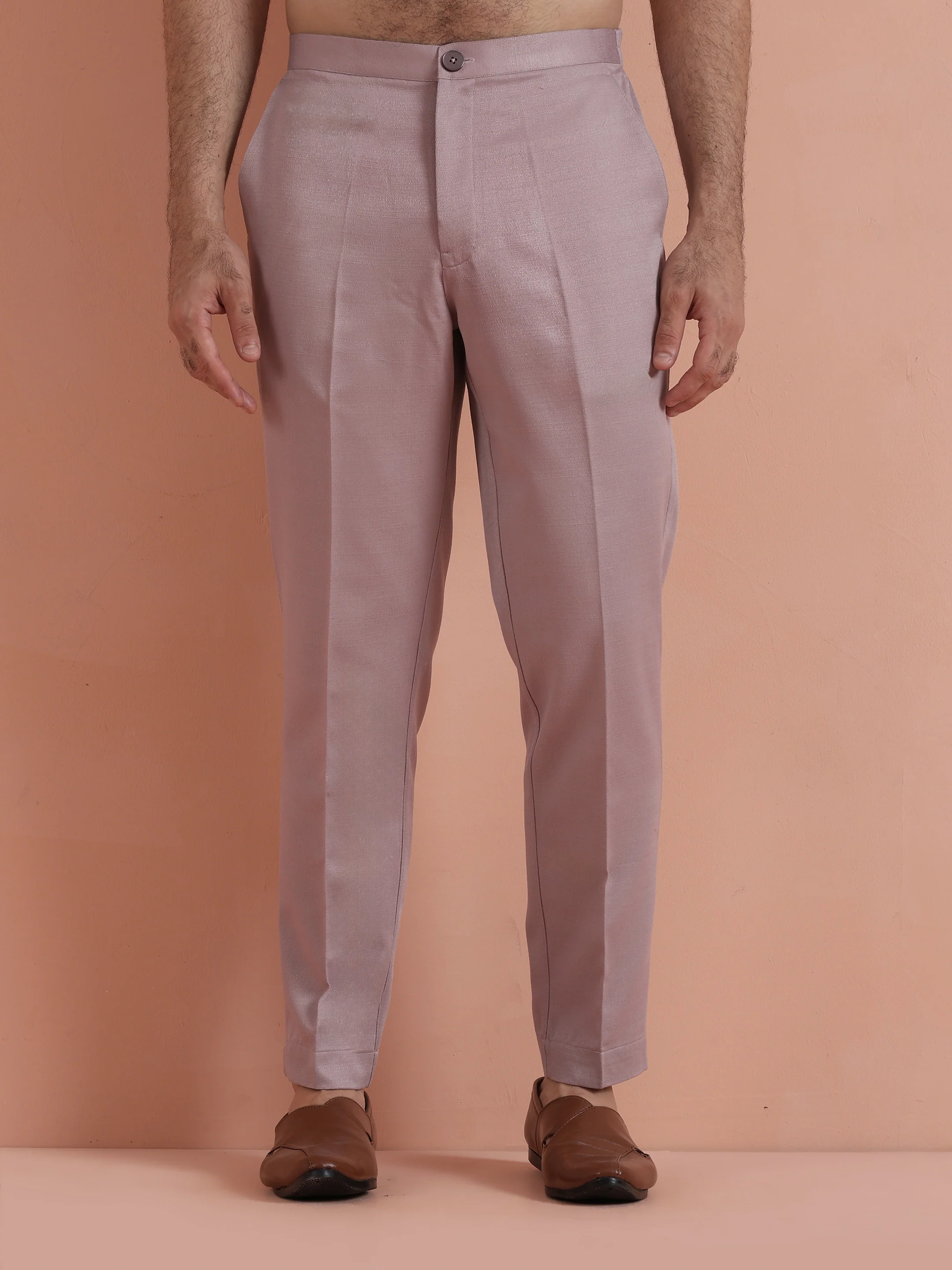 Mauve Jacquard Sherwani Trouser Set - Image 6