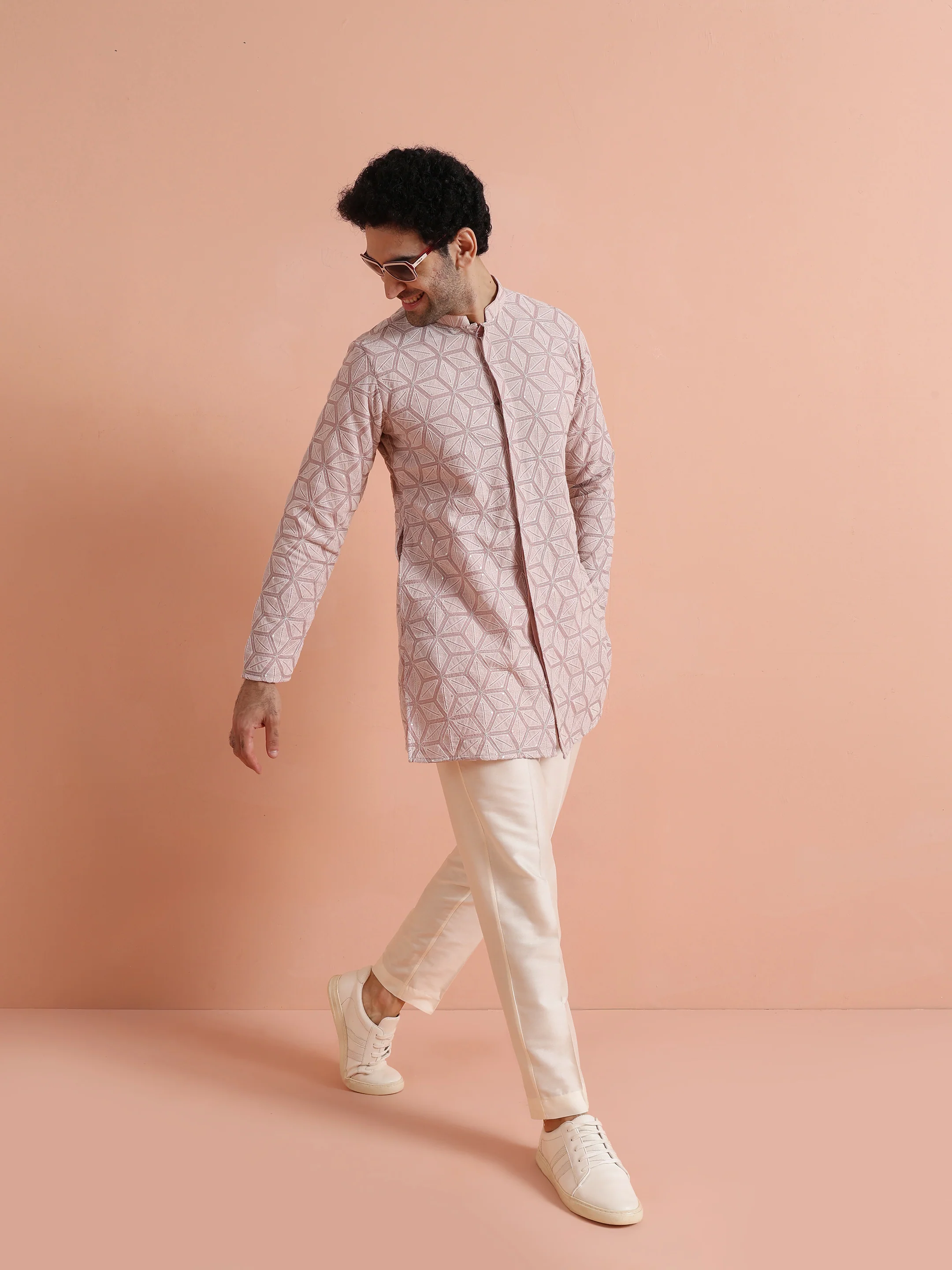 Pink Georgette Chikankari Kurta - Image 6