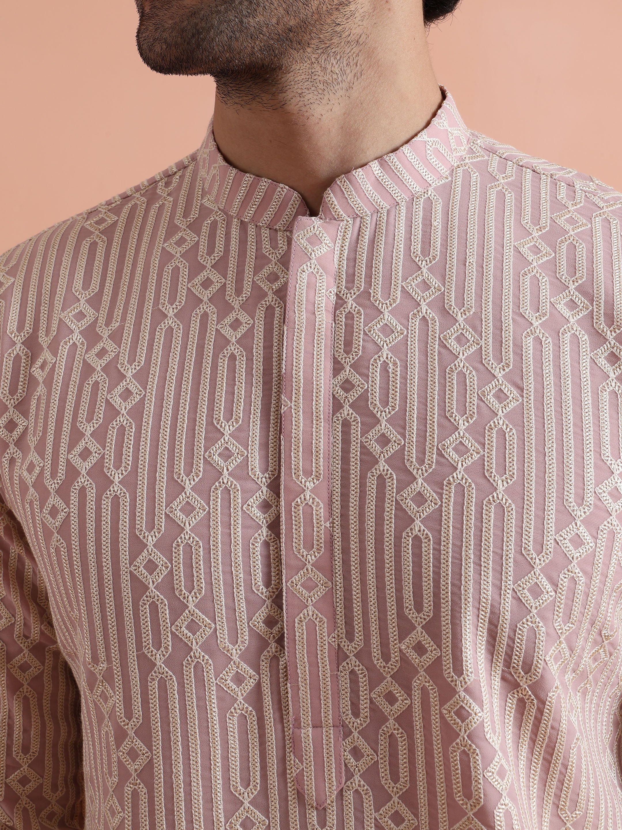 Pink Georgette Embroidered Mid Kurta - Image 5