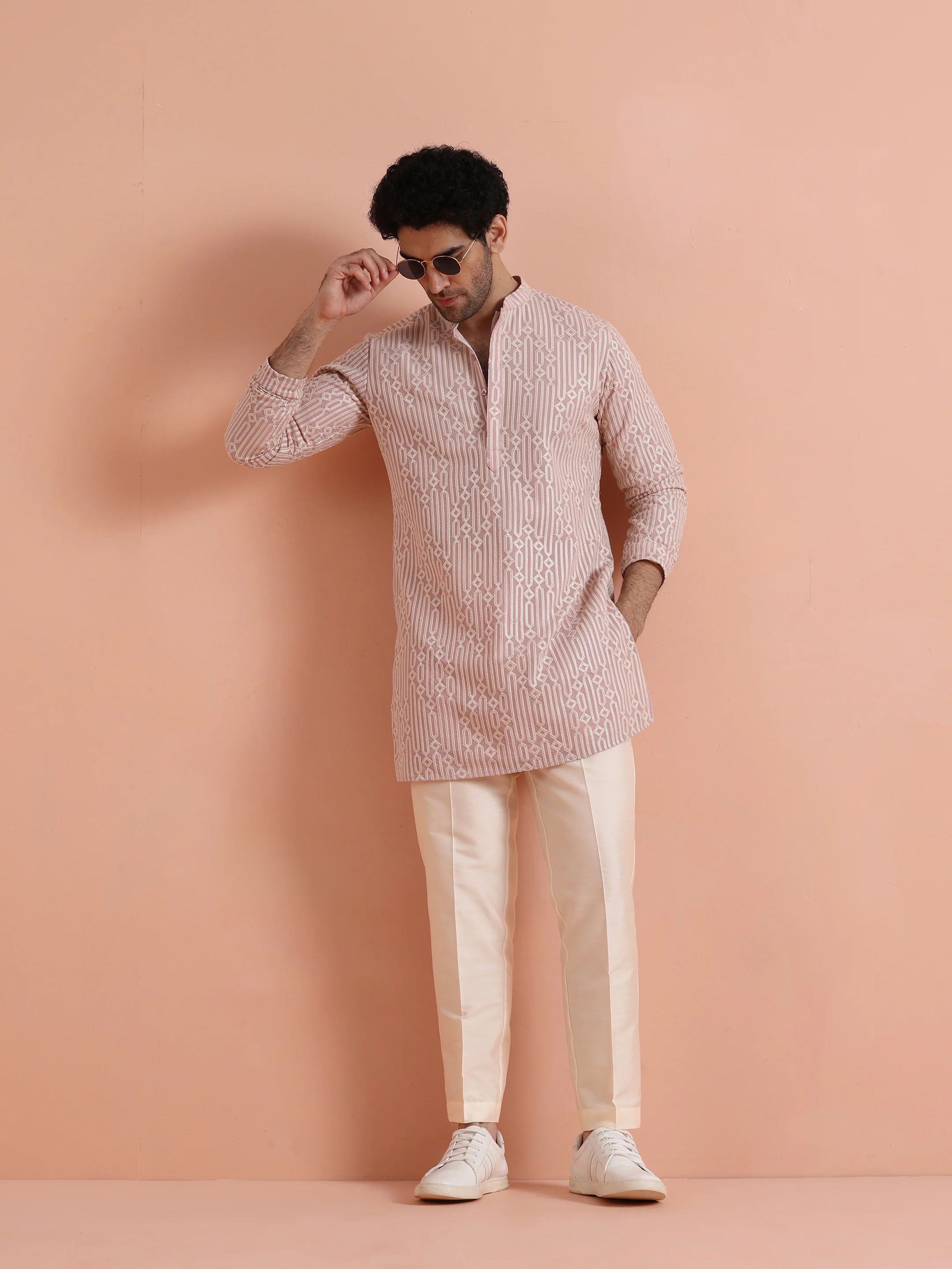 Pink Georgette Embroidered Mid Kurta - Image 7