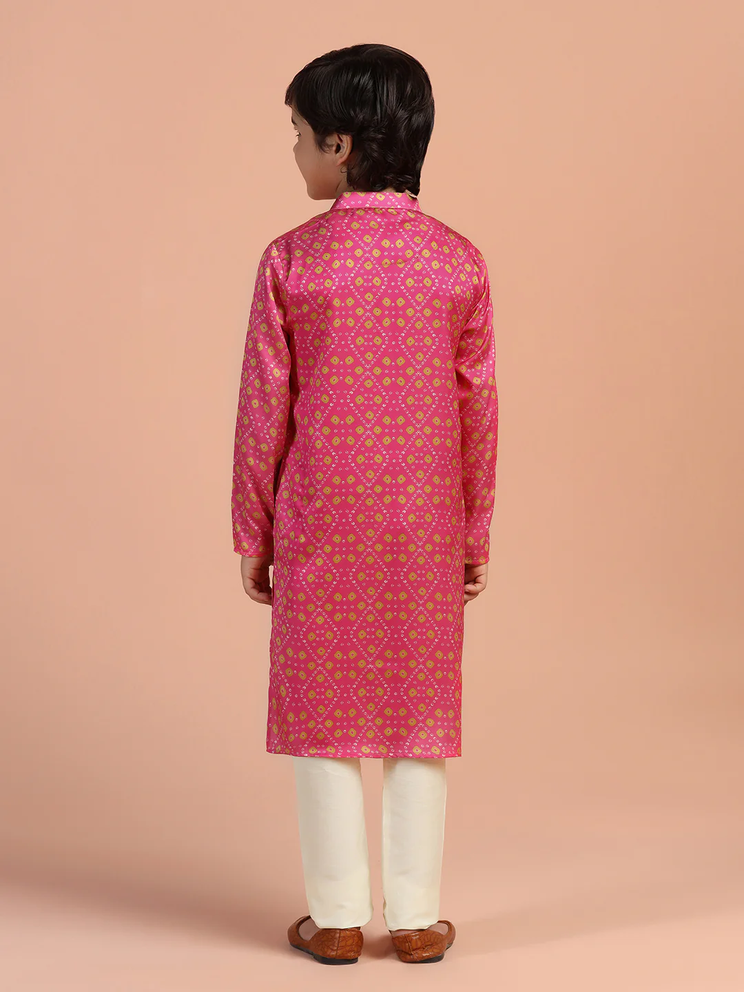 Pink Gold Printed Kids Kurta Set - Image 4