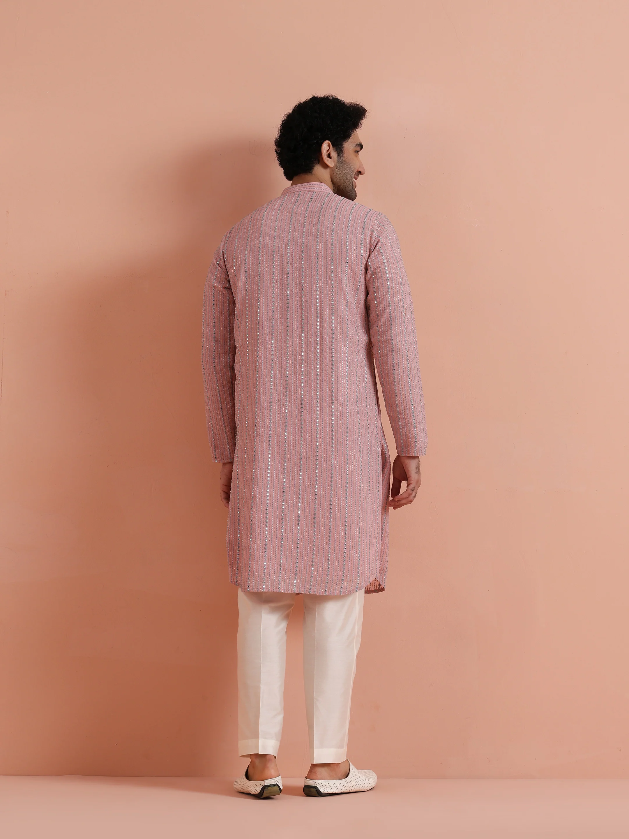 Pink Kurta with Subtle Embellishments - Image 4