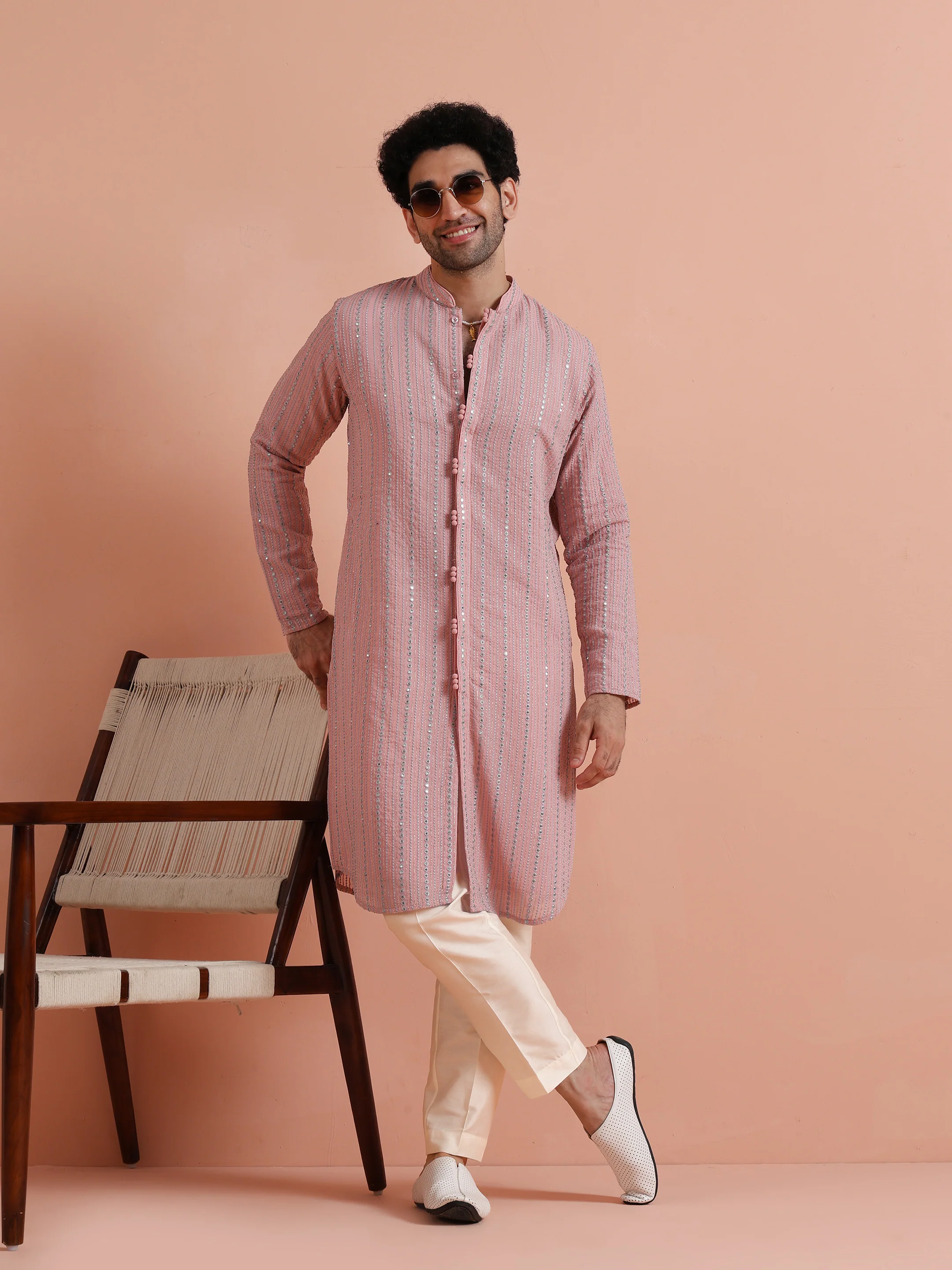 Pink Kurta with Subtle Embellishments - Image 6