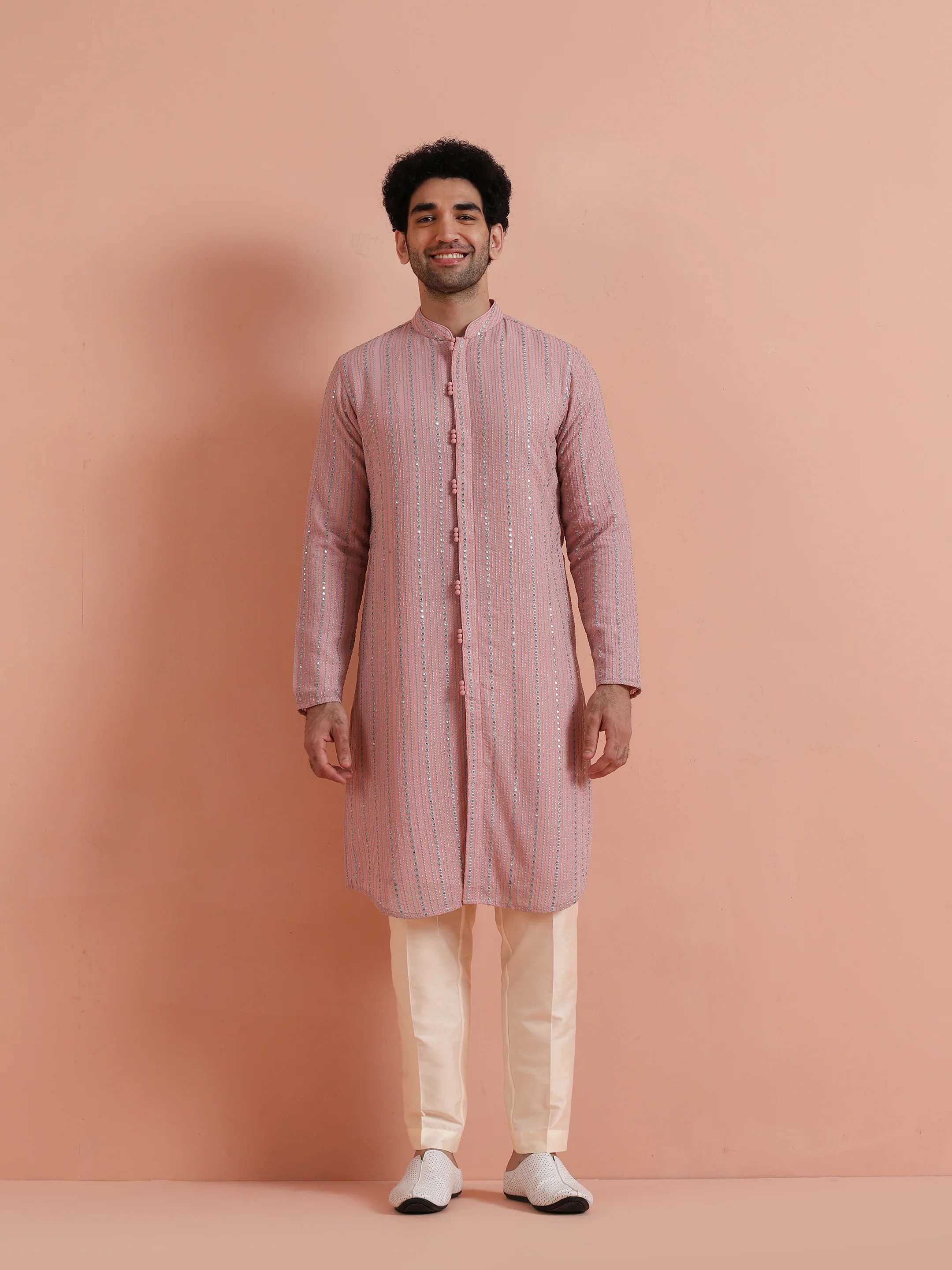 Pink Kurta with Subtle Embellishments - Image 7