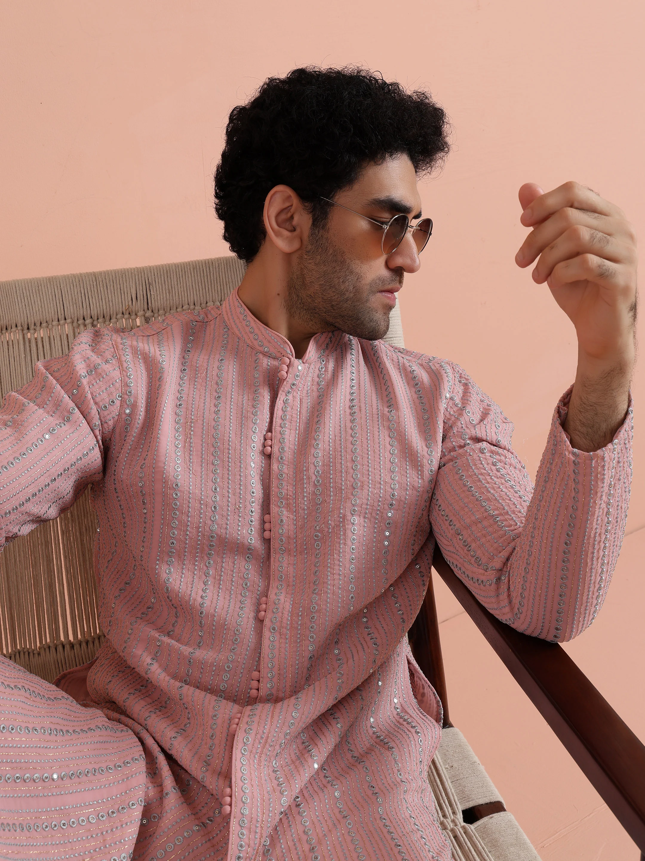 Pink Kurta with Subtle Embellishments - Image 8