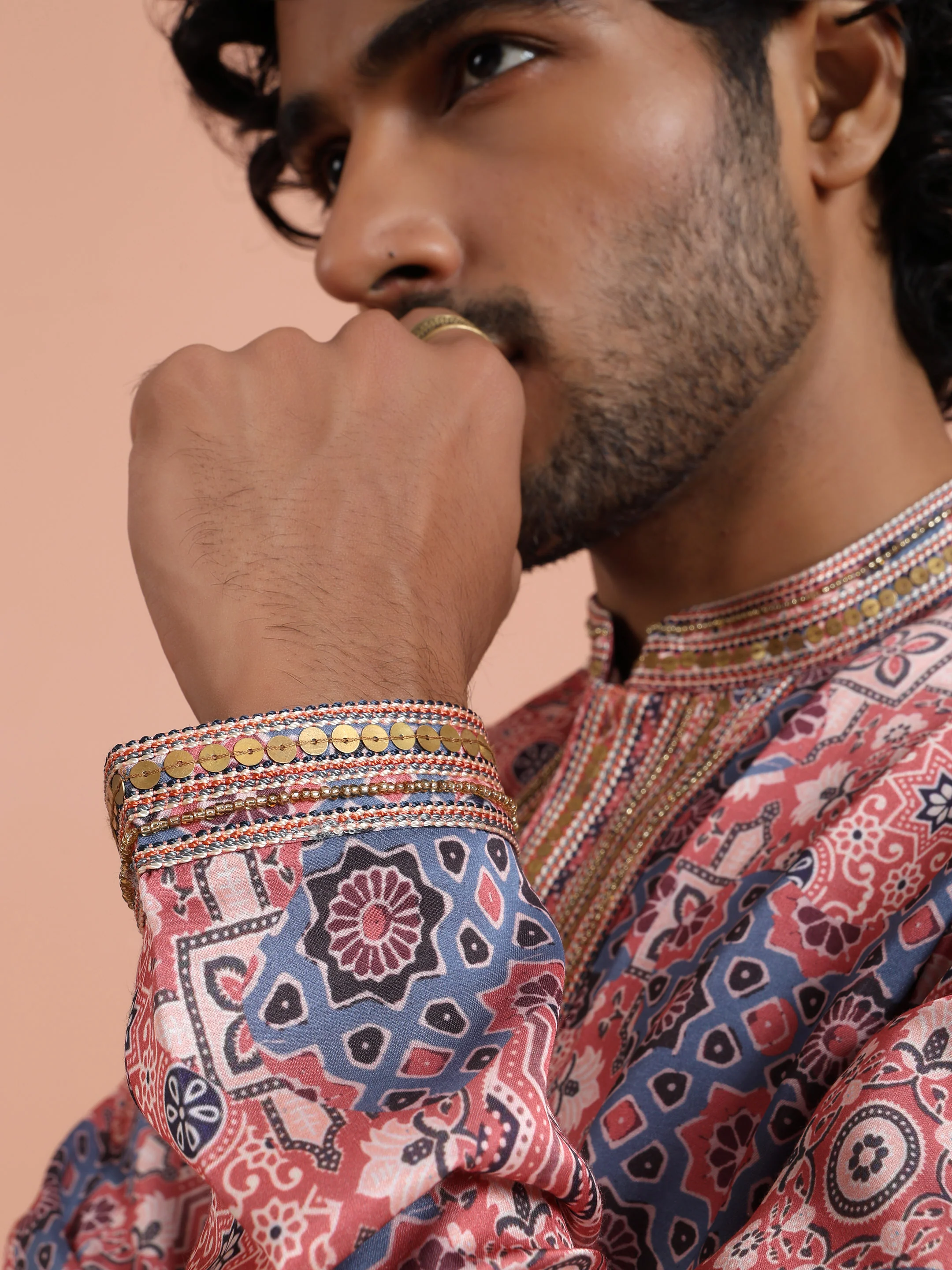 Pink Navy Printed Kurta Trouser - Image 9