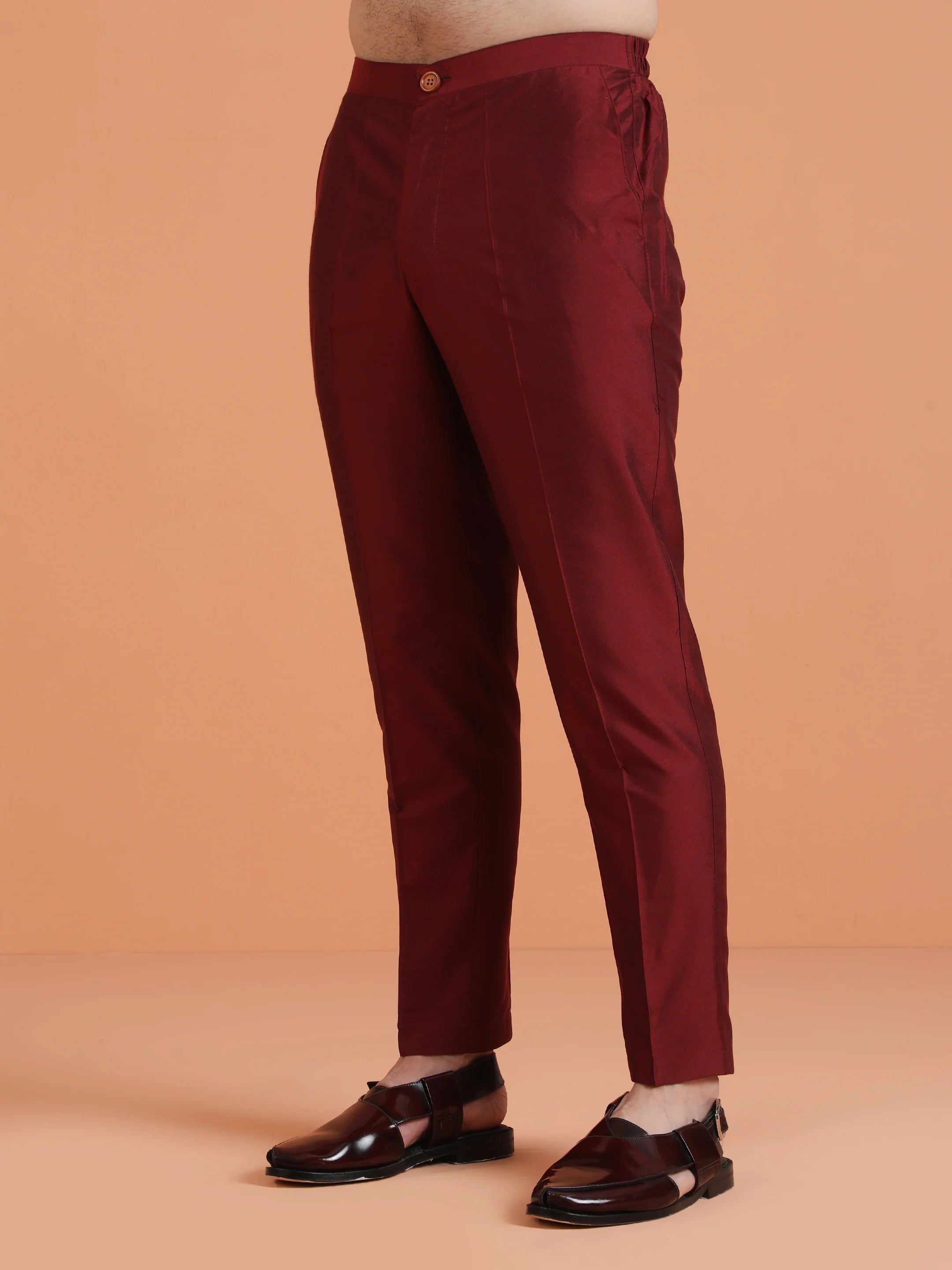 Red Floral Art Silk Mid Kurta Set - Image 6