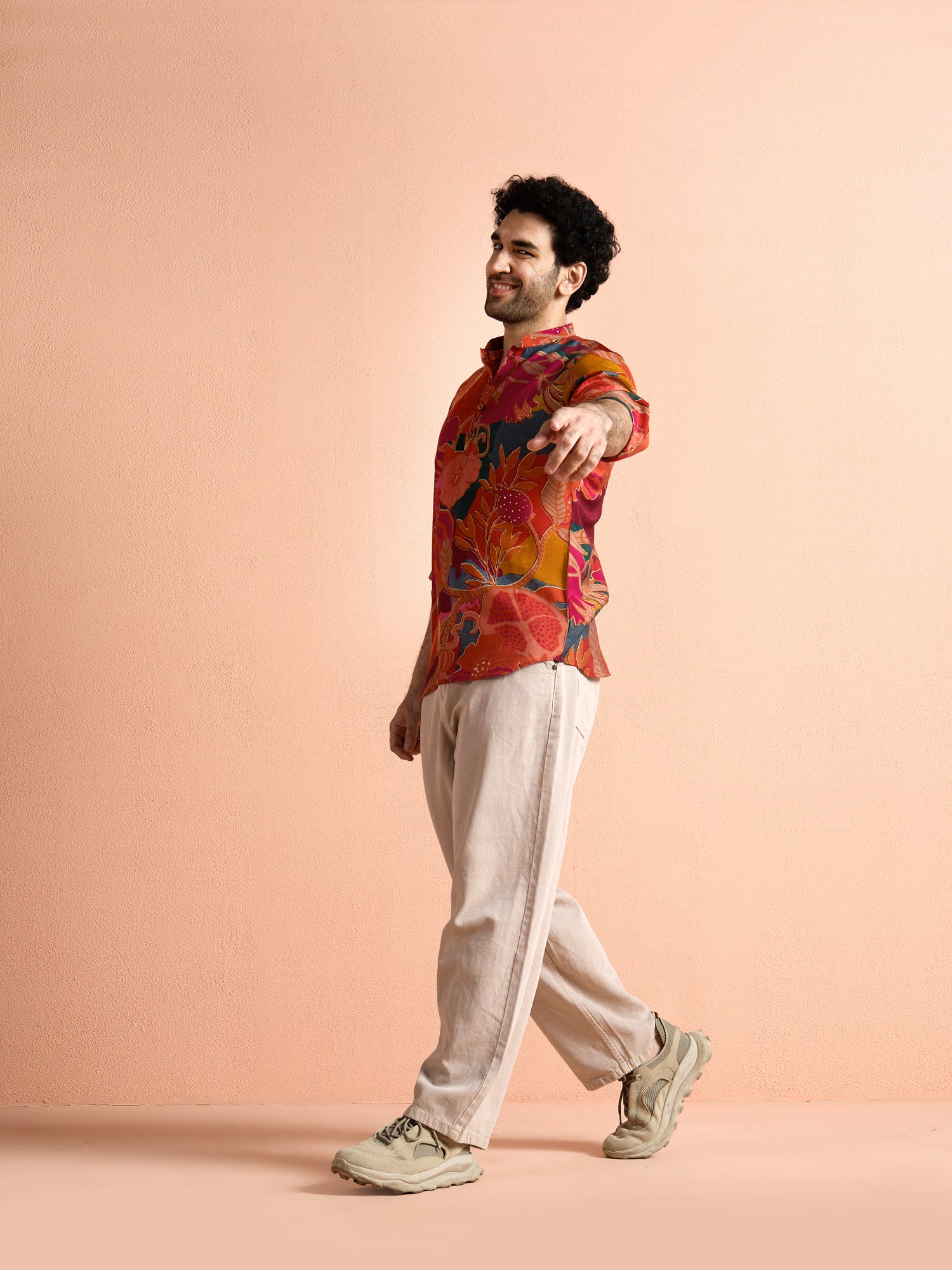 Red Polyviscose Printed Short Kurta - Image 2