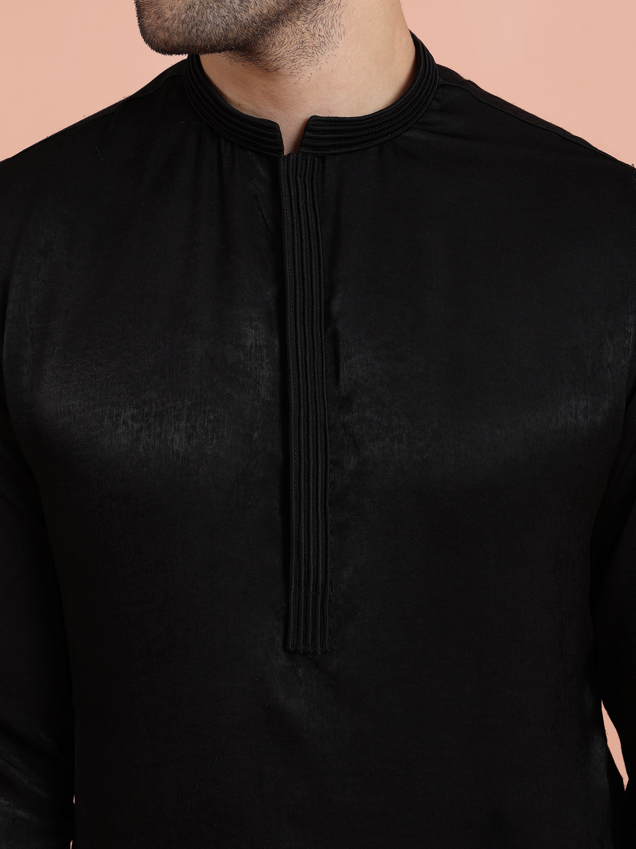 Solid Black Mid Kurta - Image 5