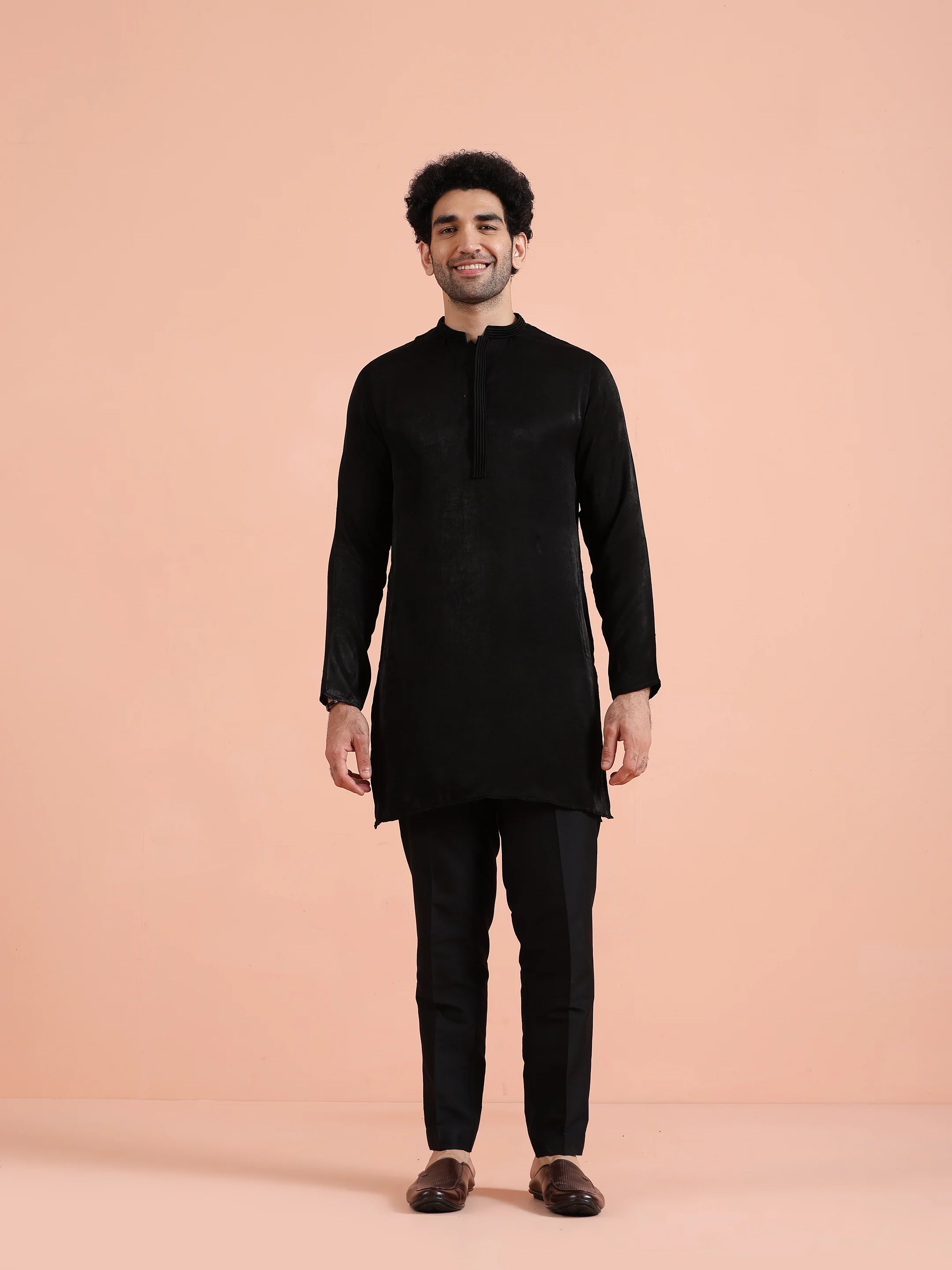 Solid Black Mid Kurta - Image 7