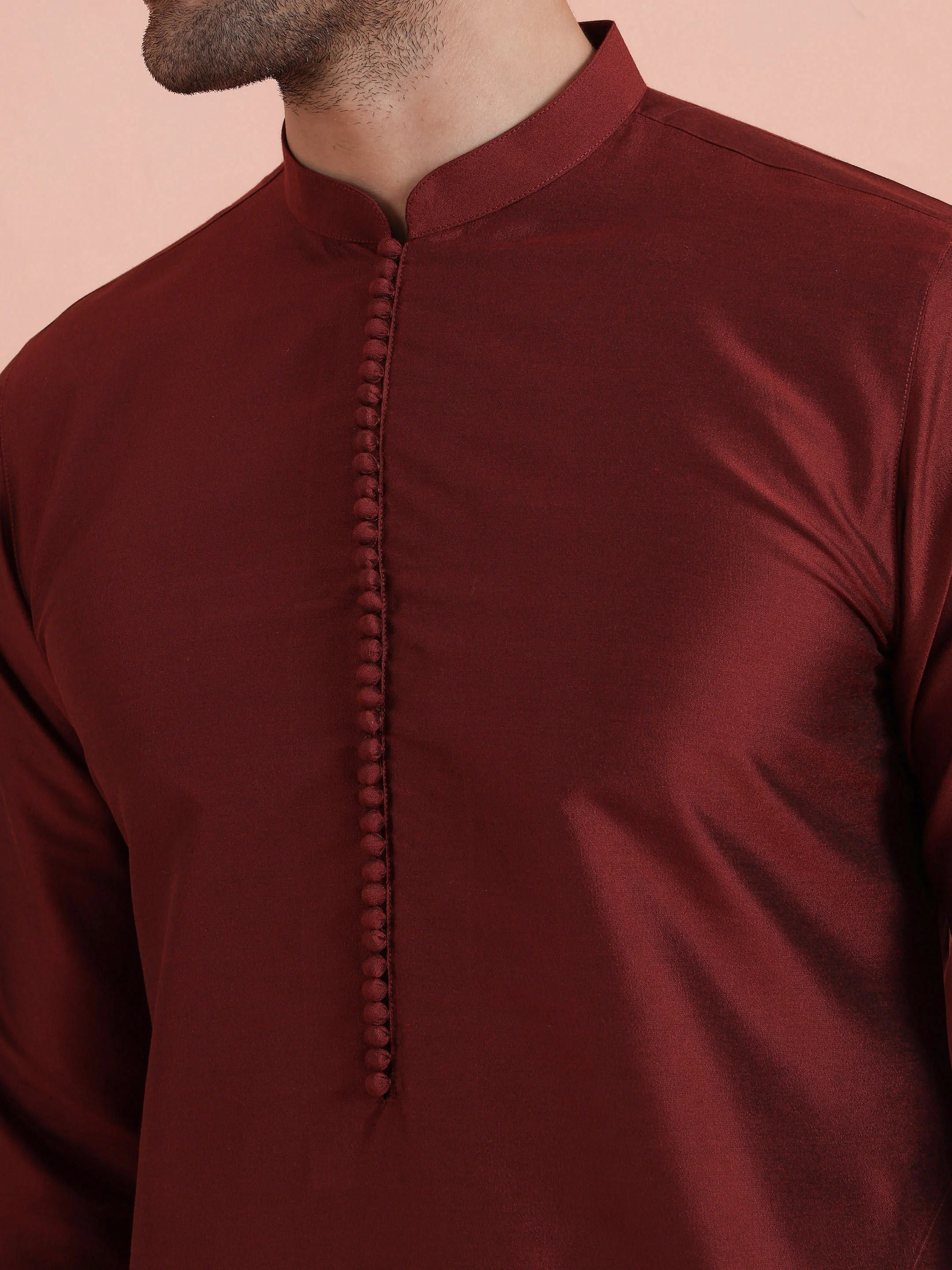 Solid Maroon Mid Kurta - Image 5