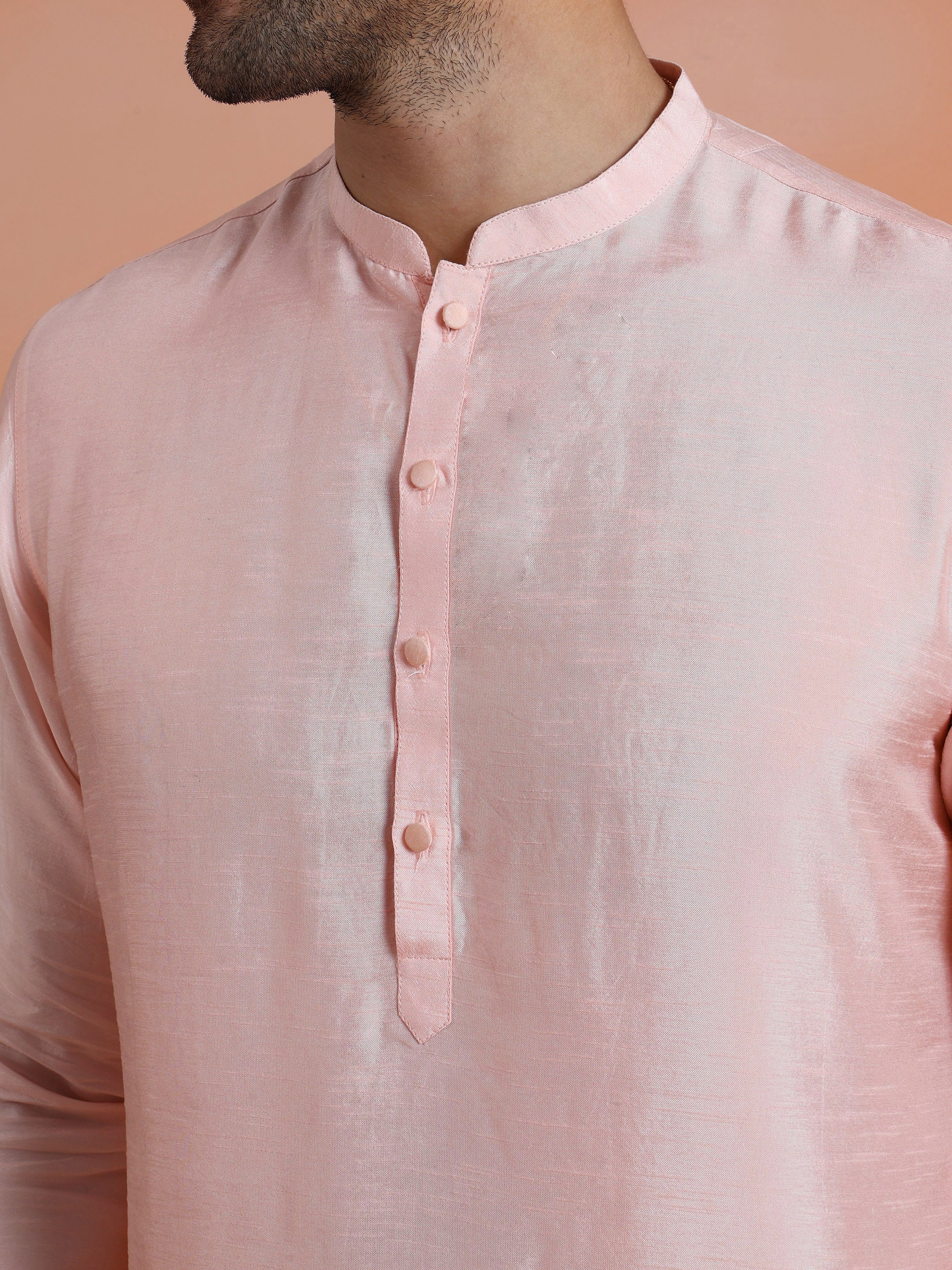 Solid Pink Mid Kurta - Image 5