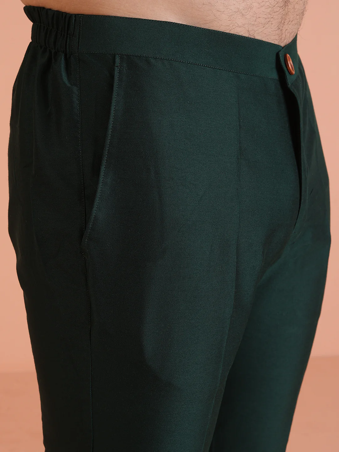 Bottle Green Silk Blend Trouser - Image 5