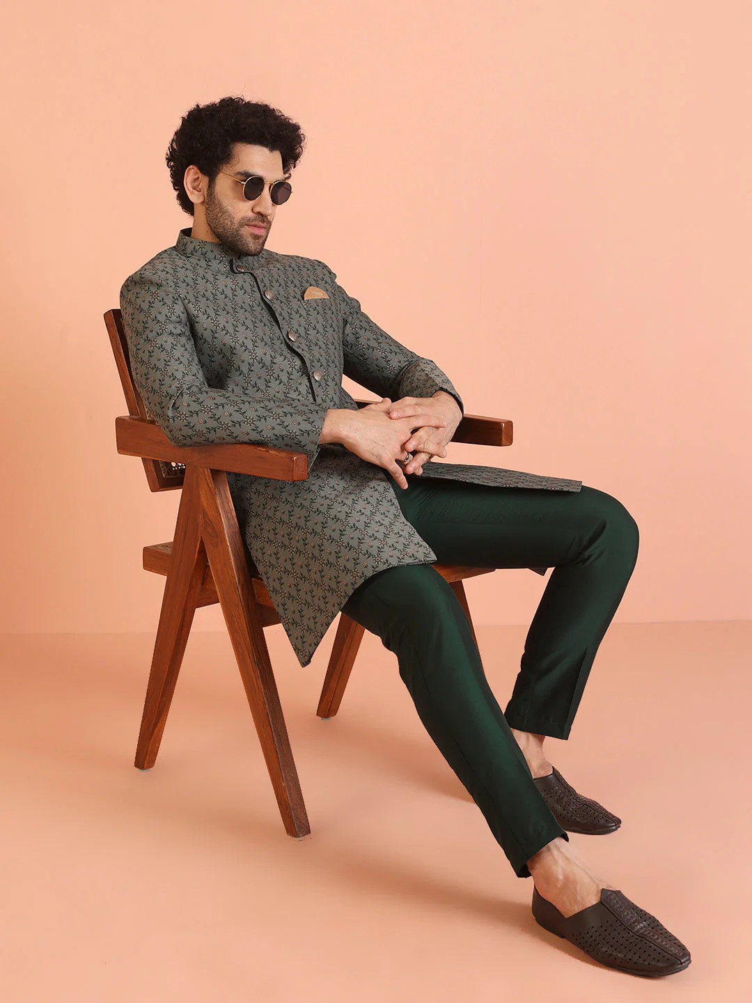 Bottle Green Silk Blend Trouser - Image 8