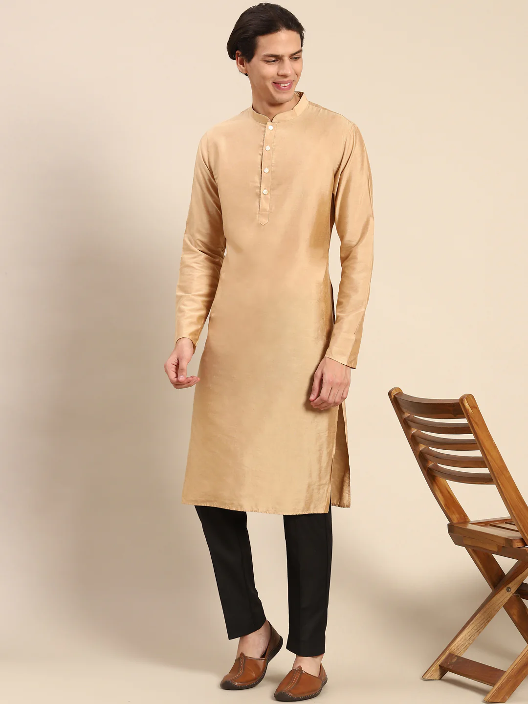 Black Solid Cotton Blend Trouser - Image 4