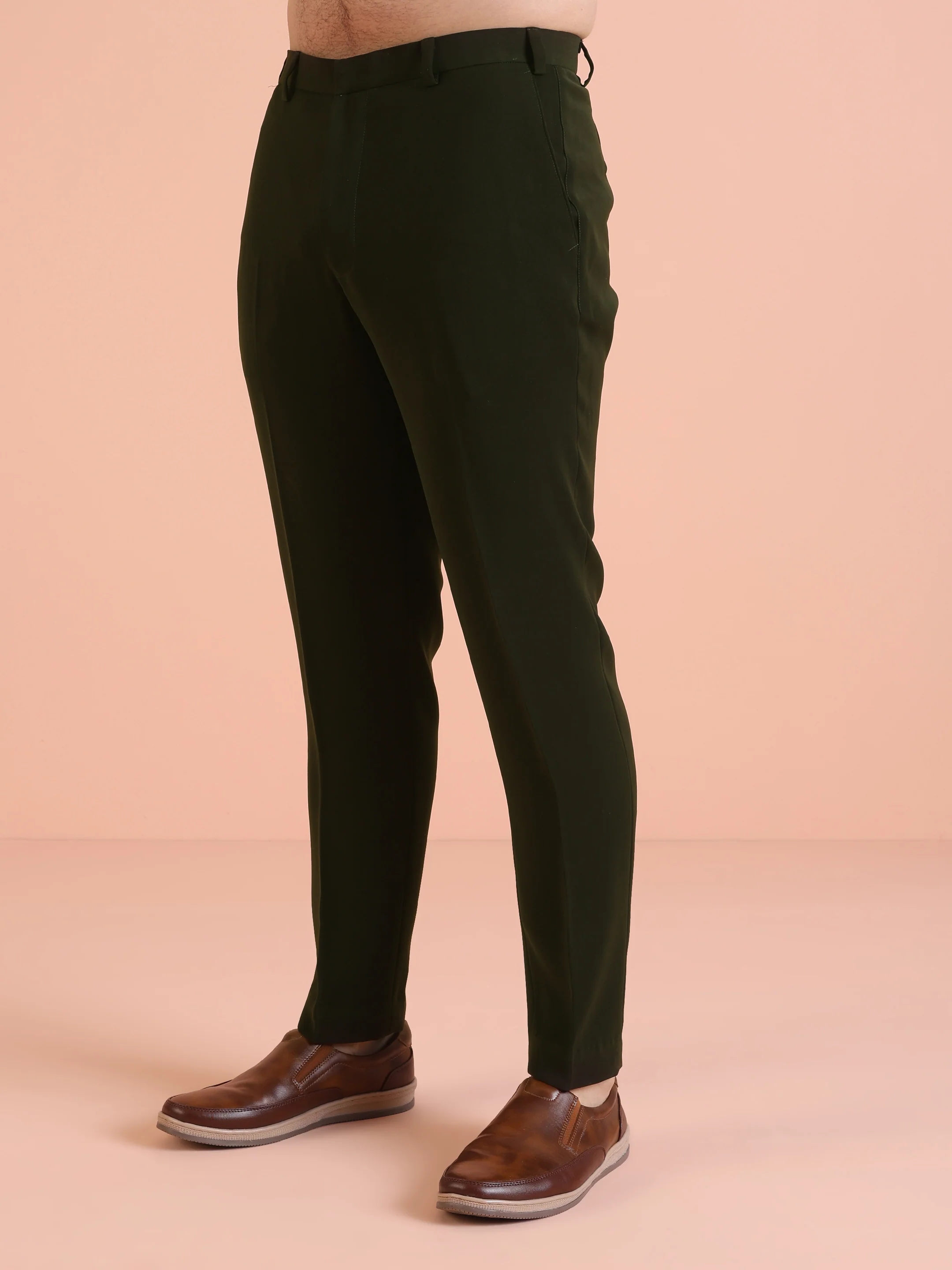 Olive Green Slim Fit Trouser - Image 2