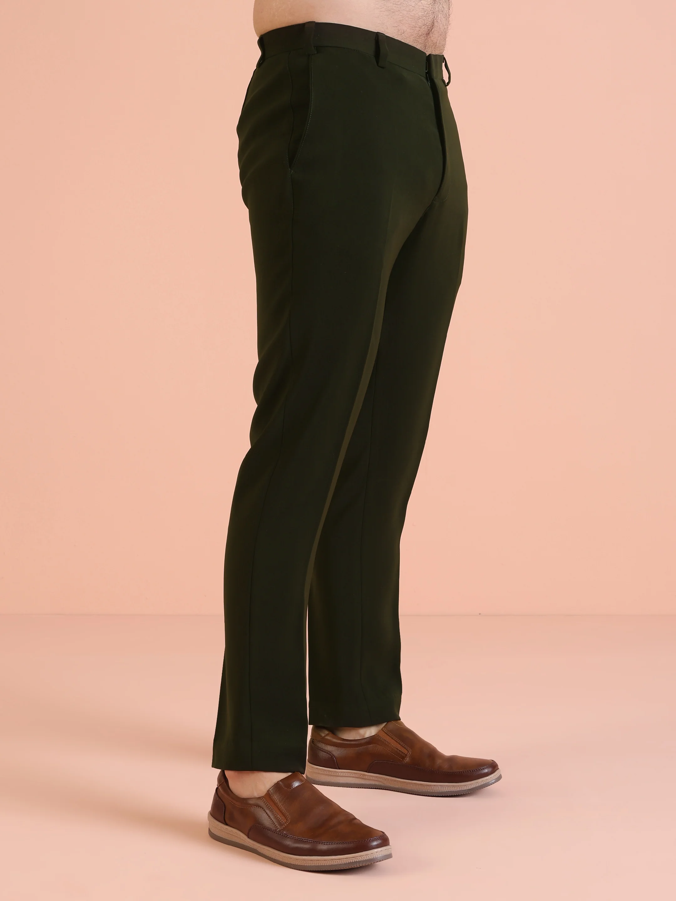 Olive Green Slim Fit Trouser - Image 3