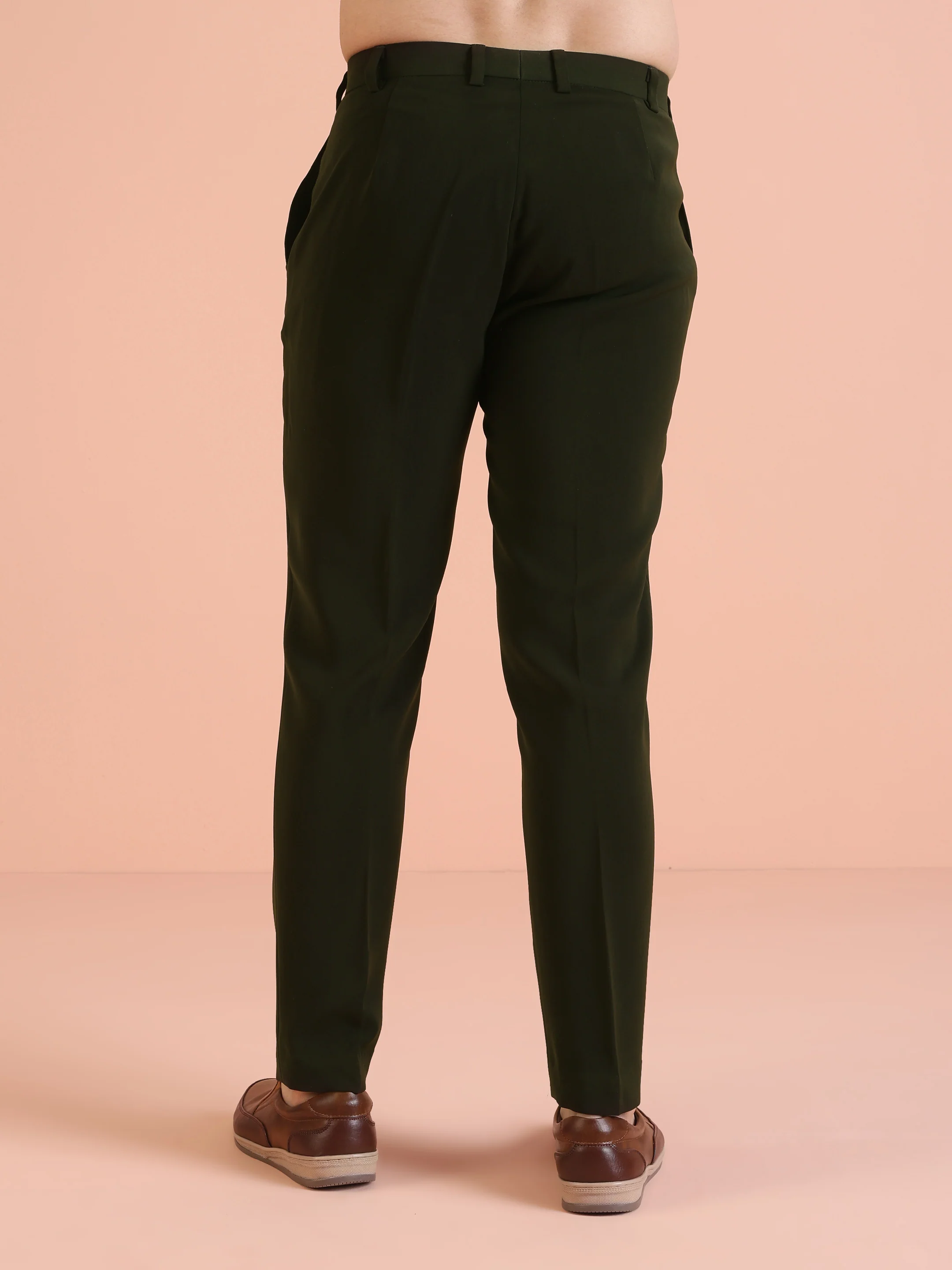 Olive Green Slim Fit Trouser - Image 4