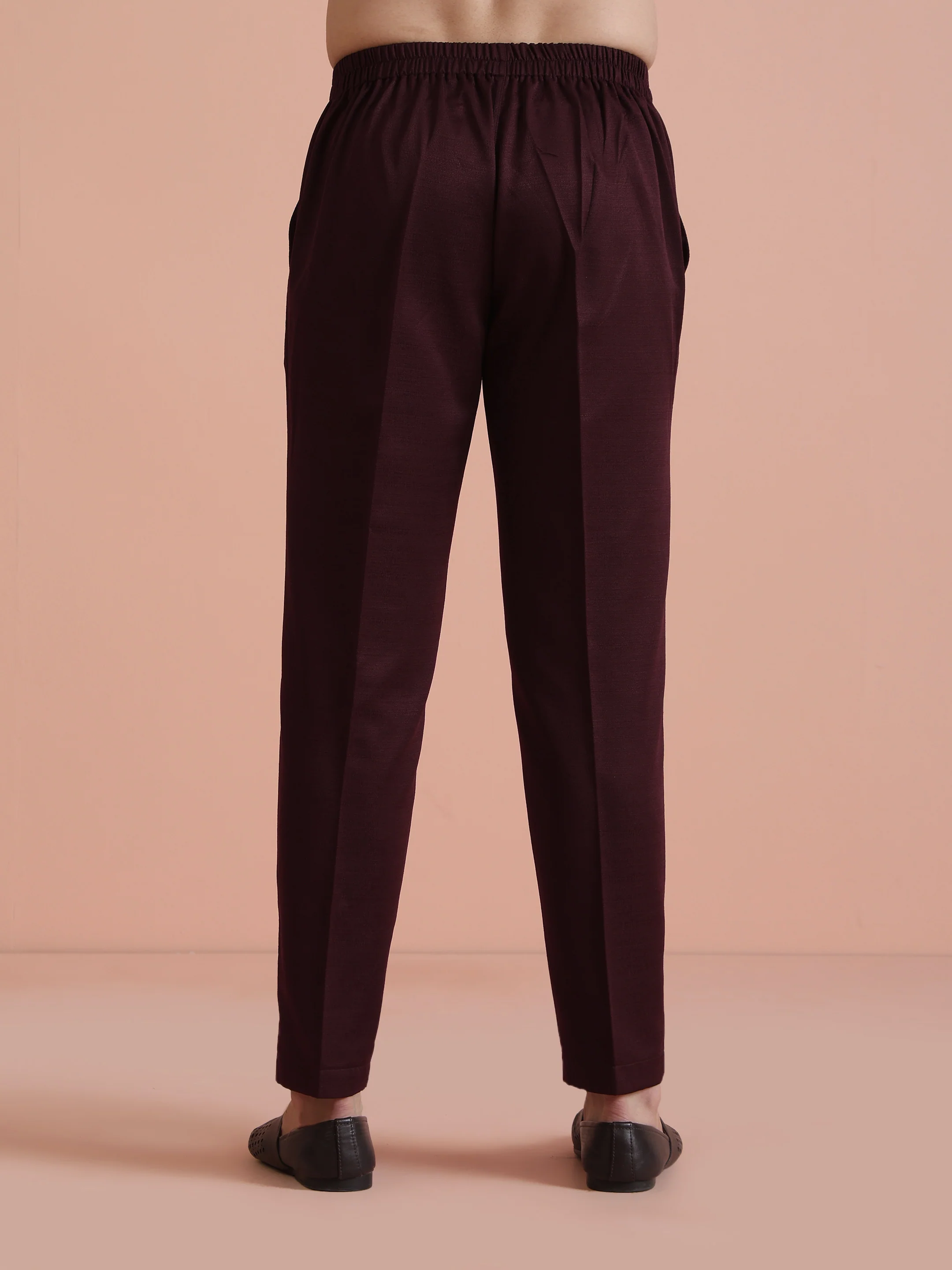 Wine Blended Solid Trouser - Image 4