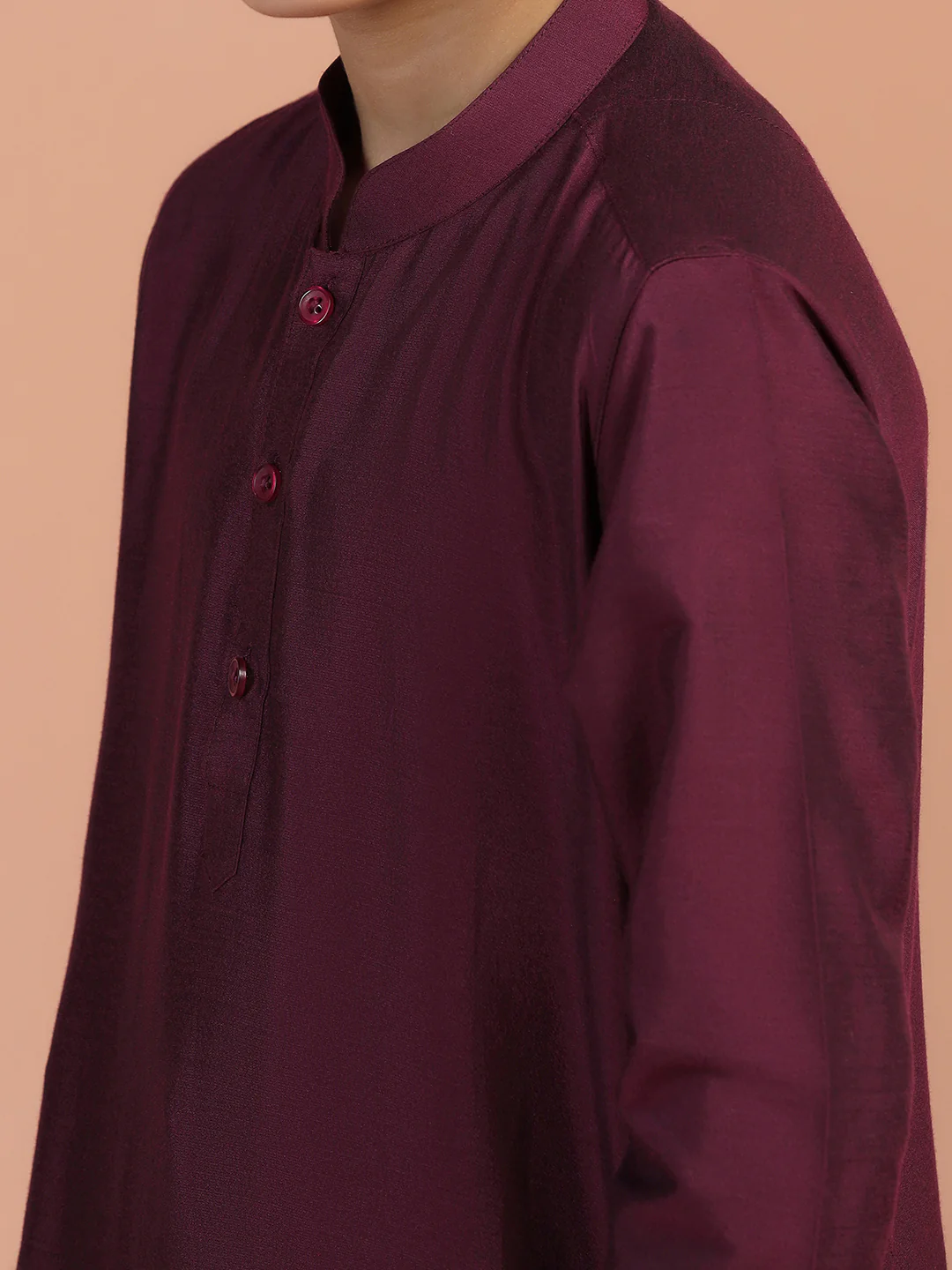 Wine Solid Kurta - Image 5
