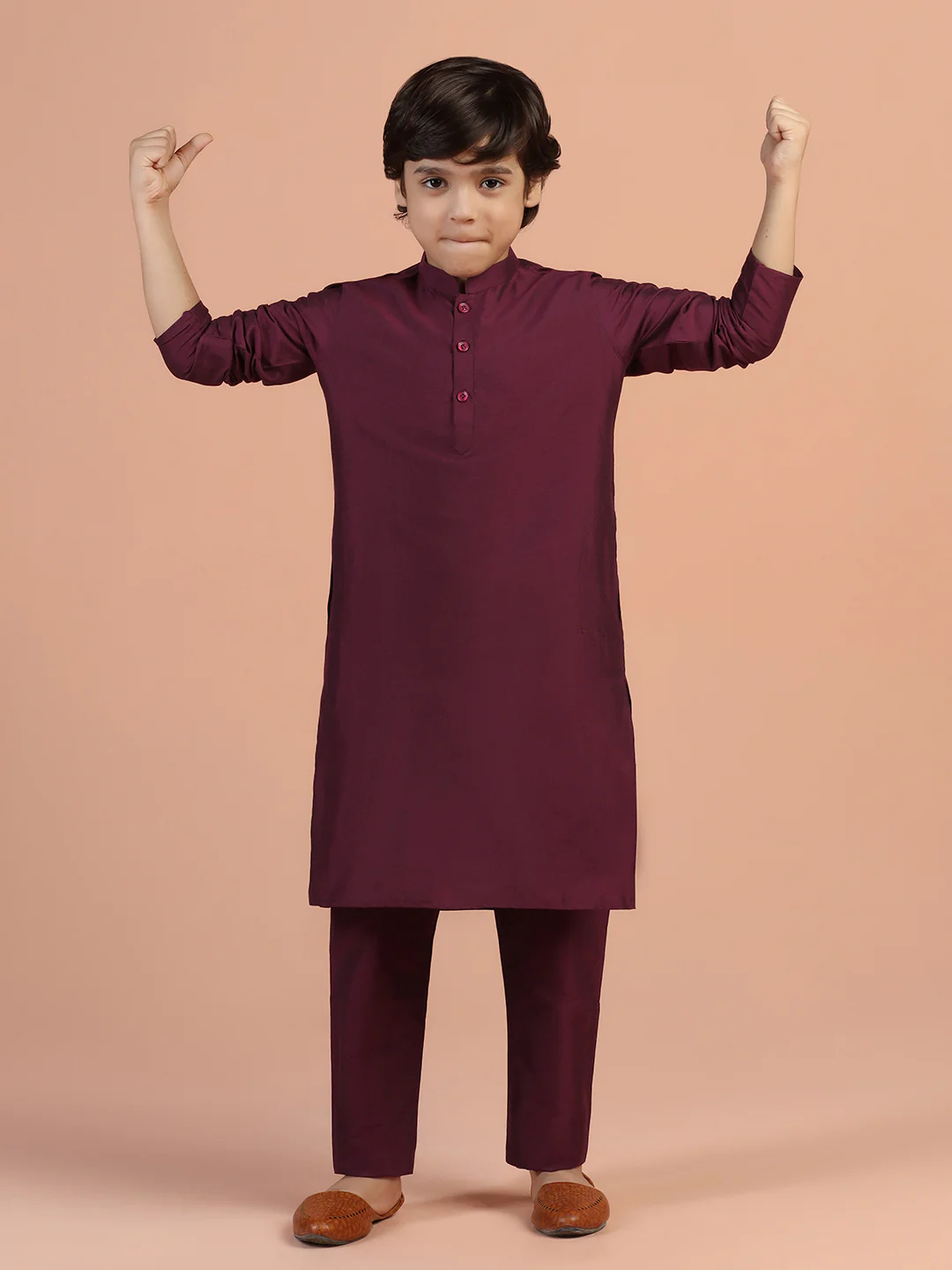 Wine Solid Kurta - Image 7