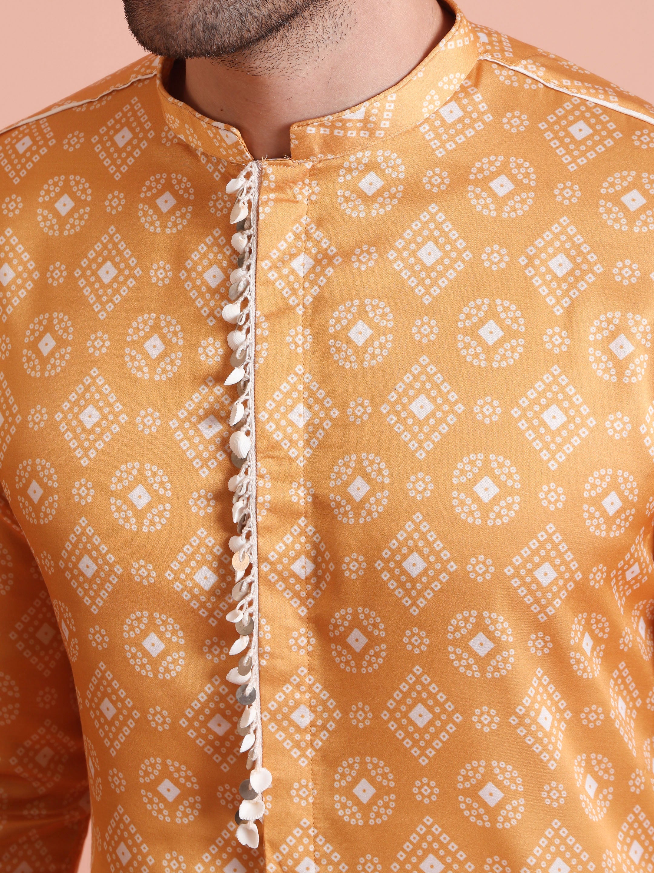 Yellow Geometric Printed Kurta Set - Image 5