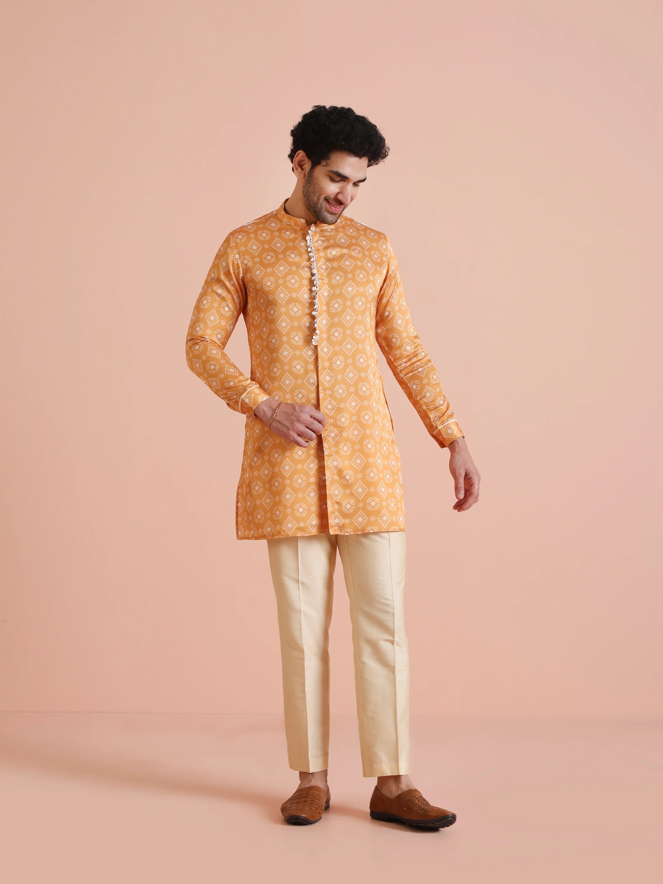 Yellow Geometric Printed Kurta Set - Image 7